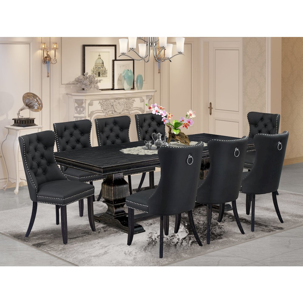9 Pieces Dining Table Set a Rectangle Table and 8 Dining Chairs