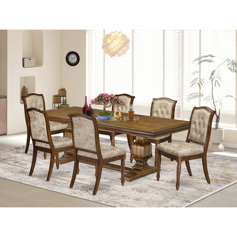 7 Pieces Kitchen table set a Rectangular Dining Table and 6 Dining Chairs