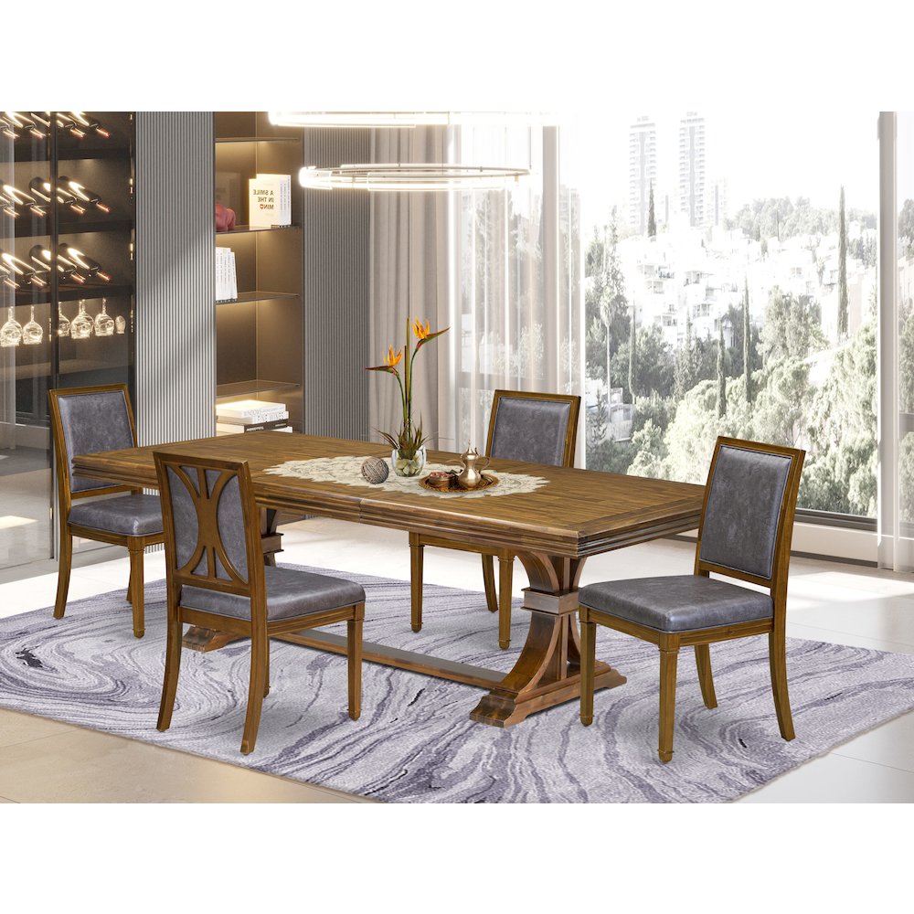 5 piece Dining Table Set consists of a Modern Dining Table and 4 Kitchen Chairs
