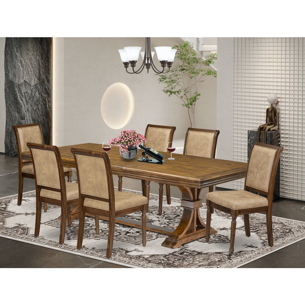 7 piece Kitchen Table Set a Modern Dining Table and 6 Dark Grey Dinner Chairs