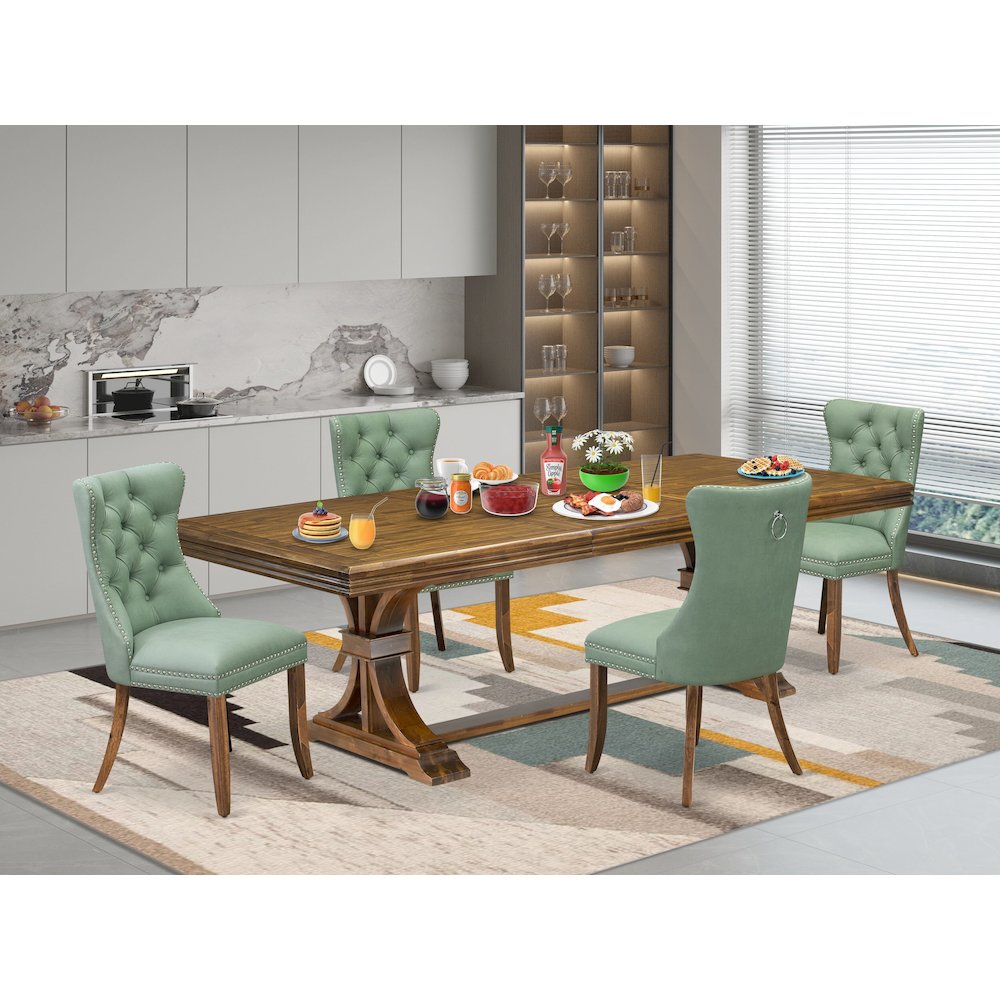 5 piece Kitchen Table Set includes a Dining Table and 4 Modern Dining Chairs