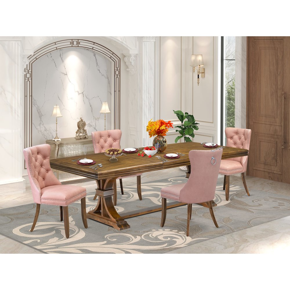 5 piece Kitchen Table Set of a Modern Dining Table and 4 Dinner Chairs