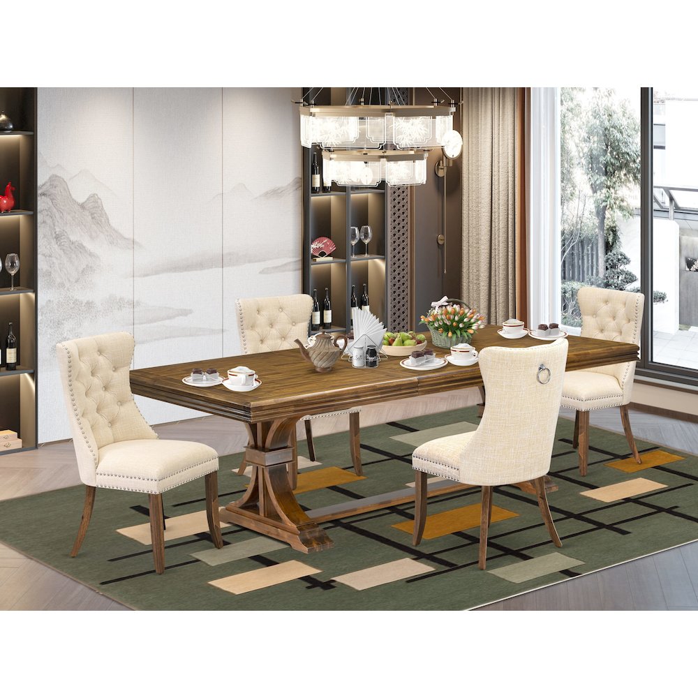 5 Pieces Modern Dining Set a Rectangle Kitchen Table and 4 Dining Chairs
