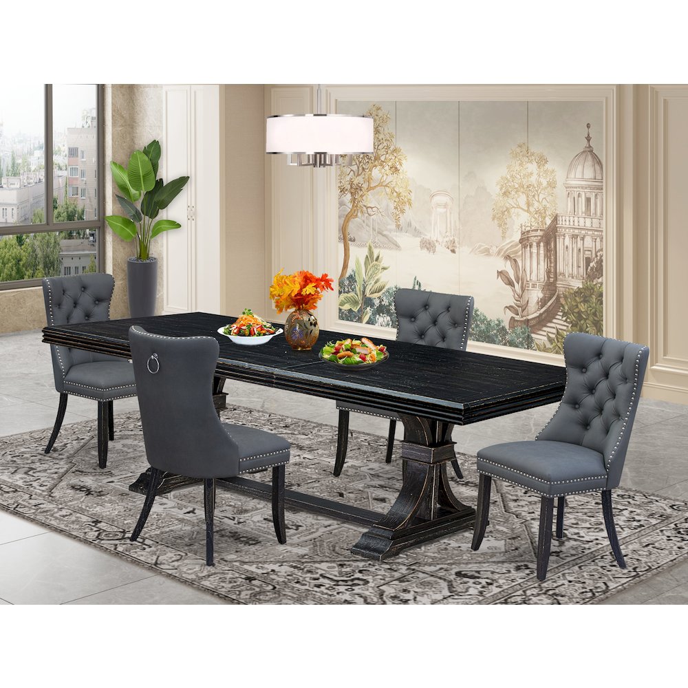 5 Pieces Modern Dining Set a Rectangle Kitchen Table and 4 Dining Chairs