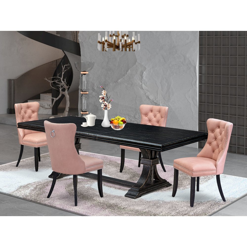 5 Pieces Modern Dining Set a Rectangle Kitchen Table and 4 Dining Chairs