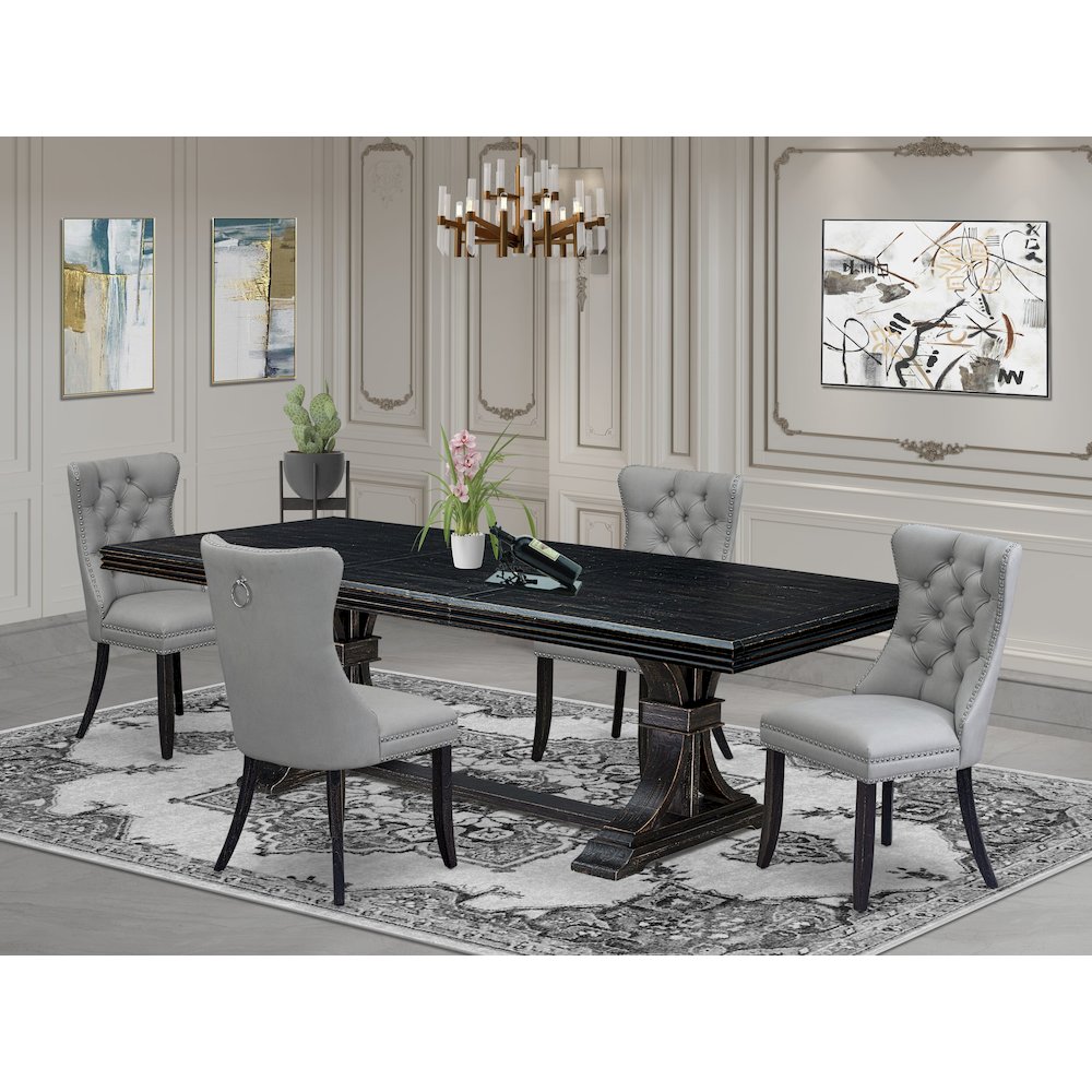 5 piece dining table set a dining table and 4 Faux Leather dining Chairs