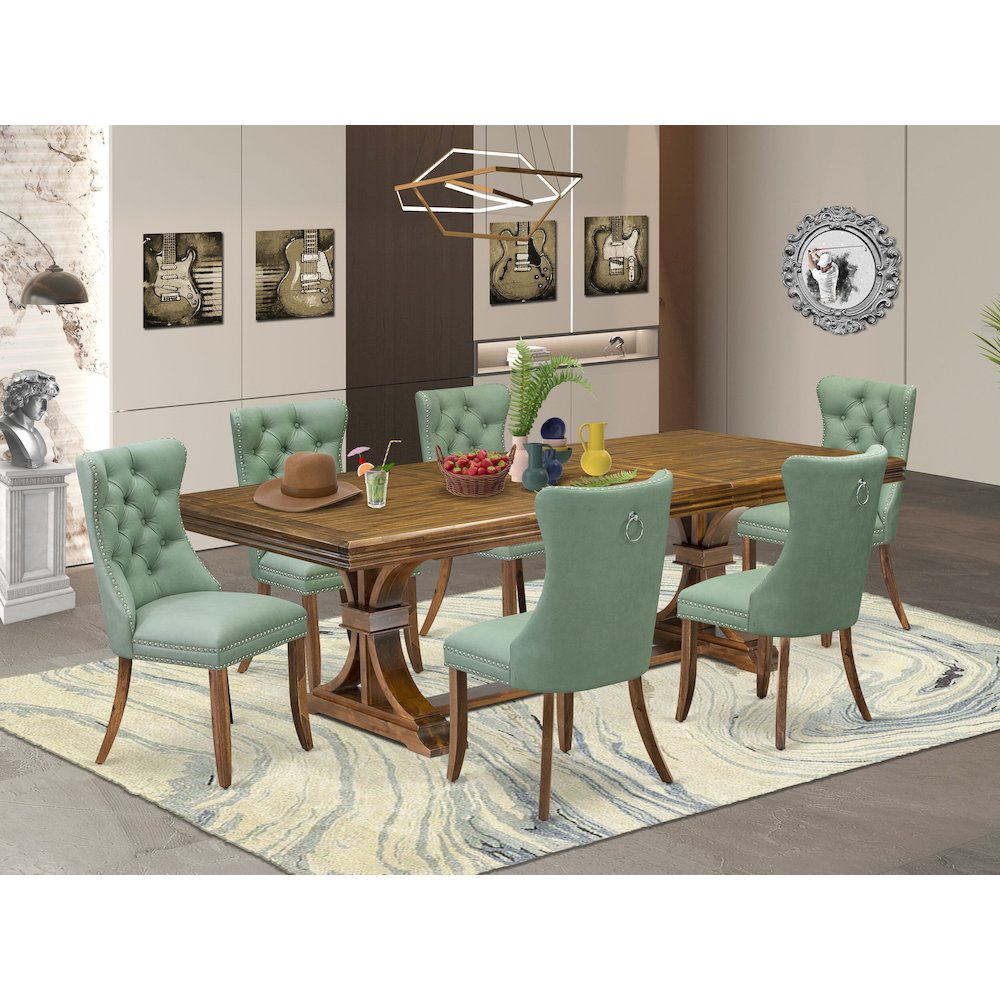 7 piece Dining Table Set consists of a Kitchen Table and 6 Dinner Chairs