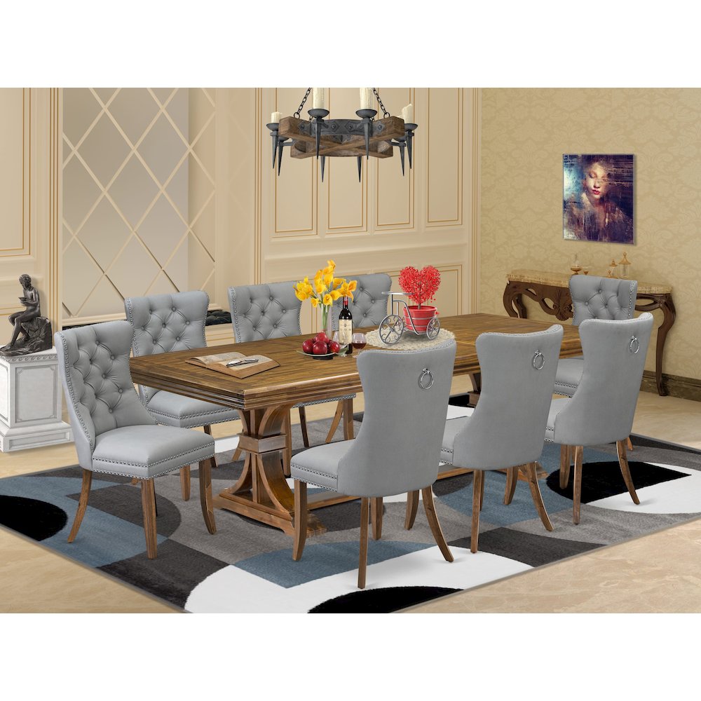 9 Pieces Dining Table Set a Rectangle Table and 8 Dining Chairs