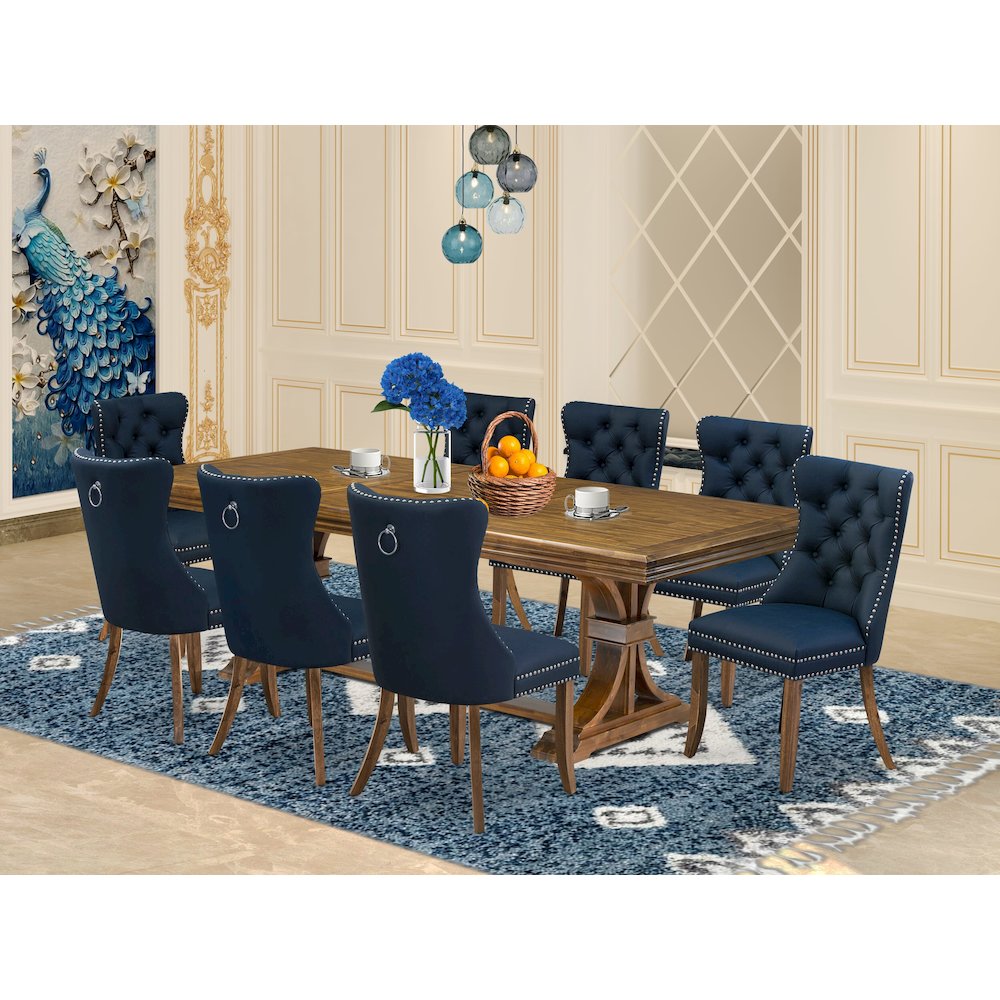 9 Pieces Dining Table Set a Rectangle Table and 8 Dining Chairs