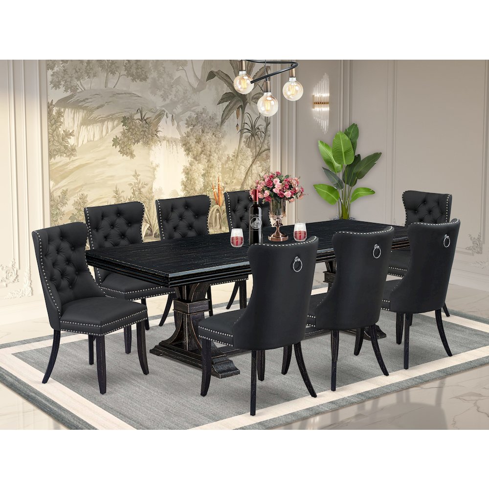 9 Pieces Dining Table Set a Rectangle Table and 8 Dining Chairs