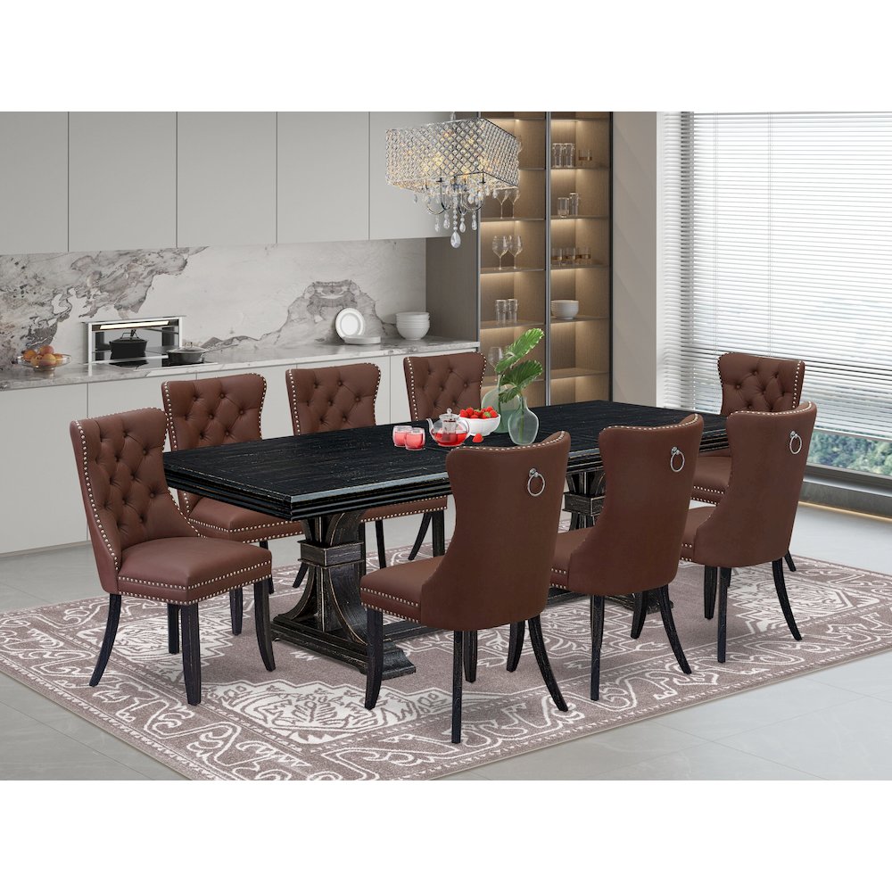 9 piece dining room set a breakfast table and 8 Faux Leather dining chairs