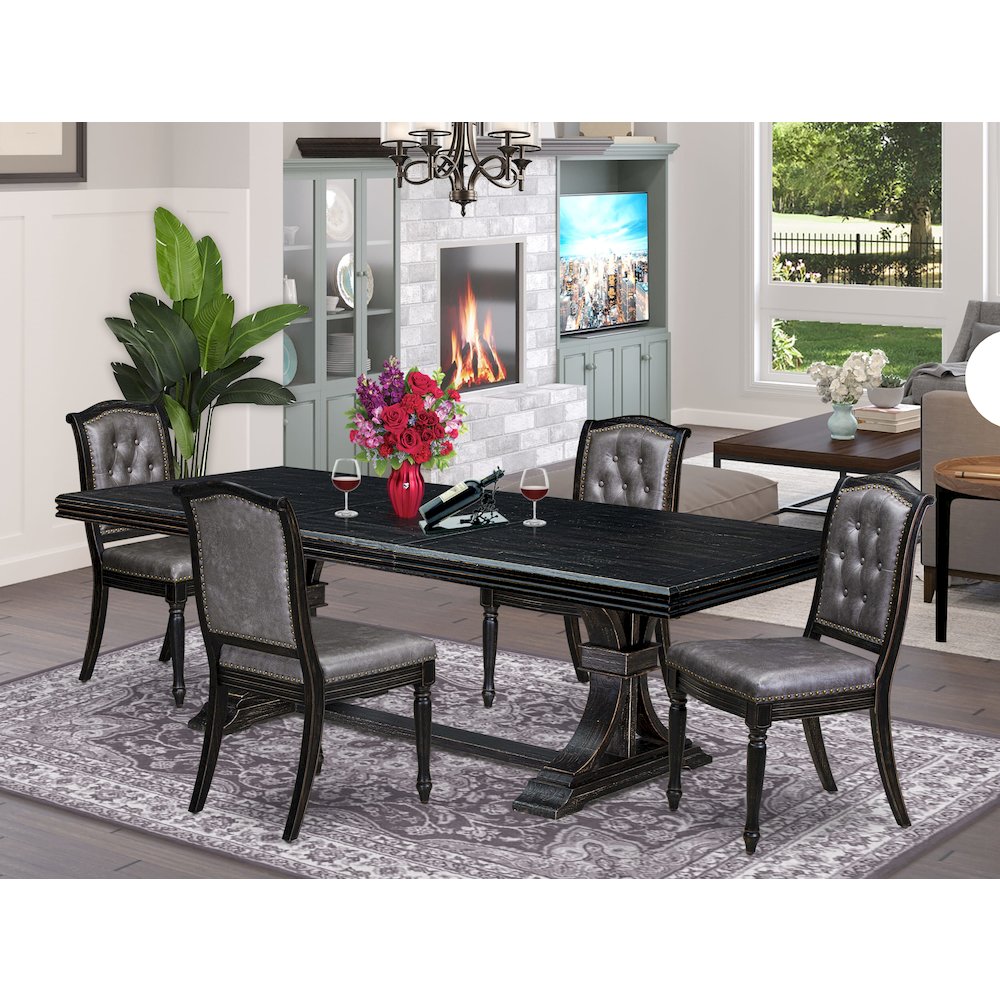 5 piece Modern Dining Set of a Dining Table and 4 Mid Century Chairs