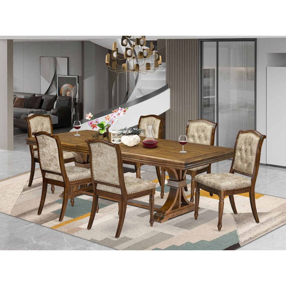 7 Pieces Dining Room set a Rectangular Dining Table and 6 Kitchen Chairs