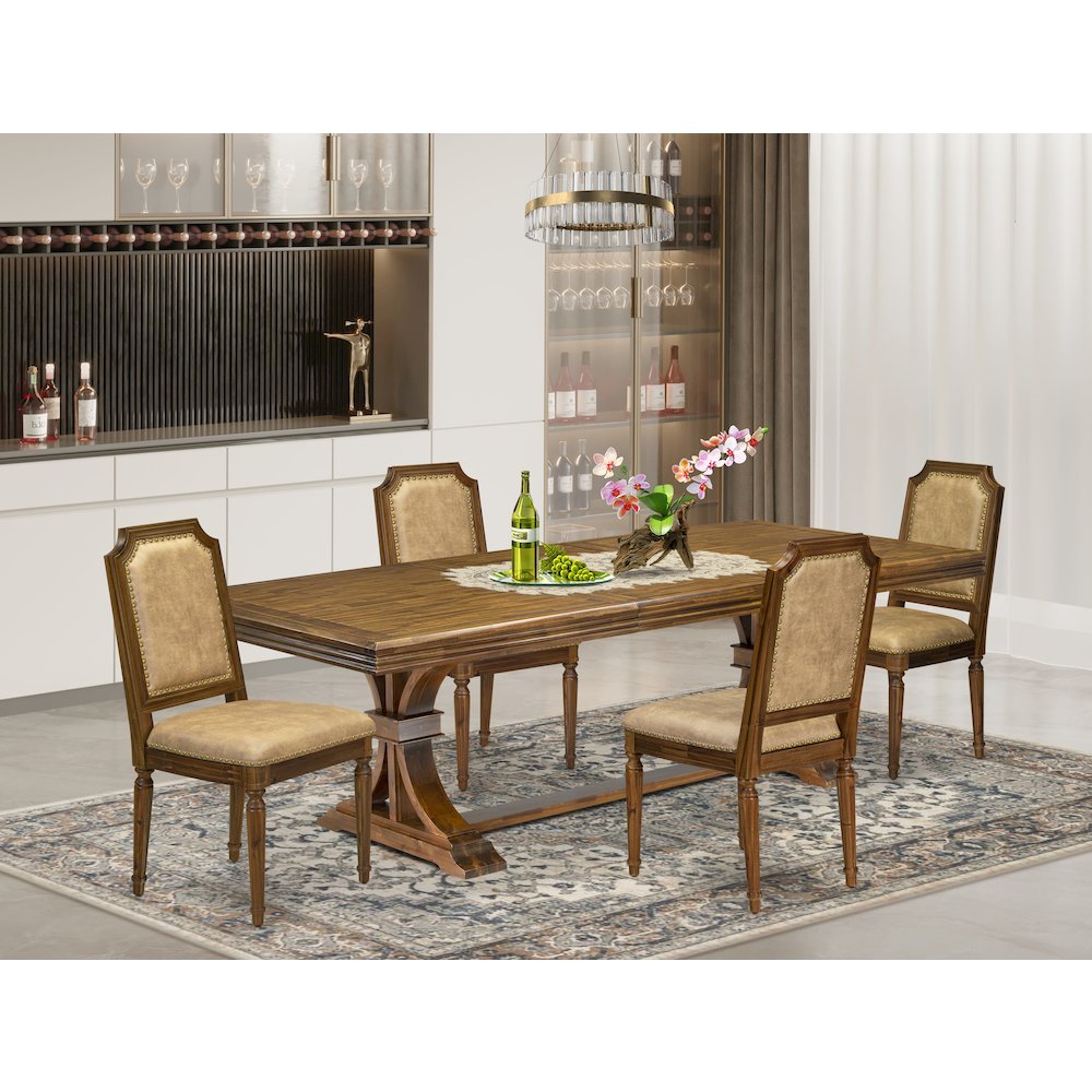 5 piece Dining Table Set a Kitchen Table and 4 Dark Grey Dinner Chairs