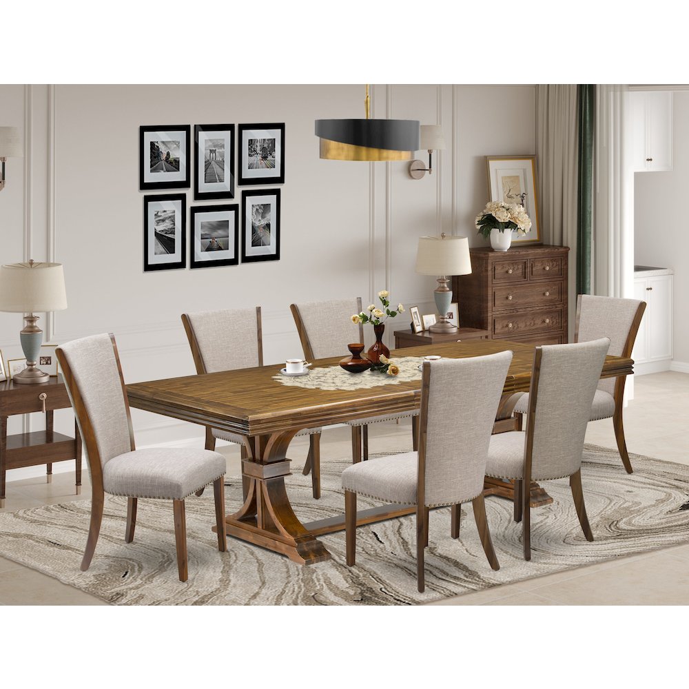 7 piece Modern Dining Table Set of a Kitchen Table and 6 Dining Chairs