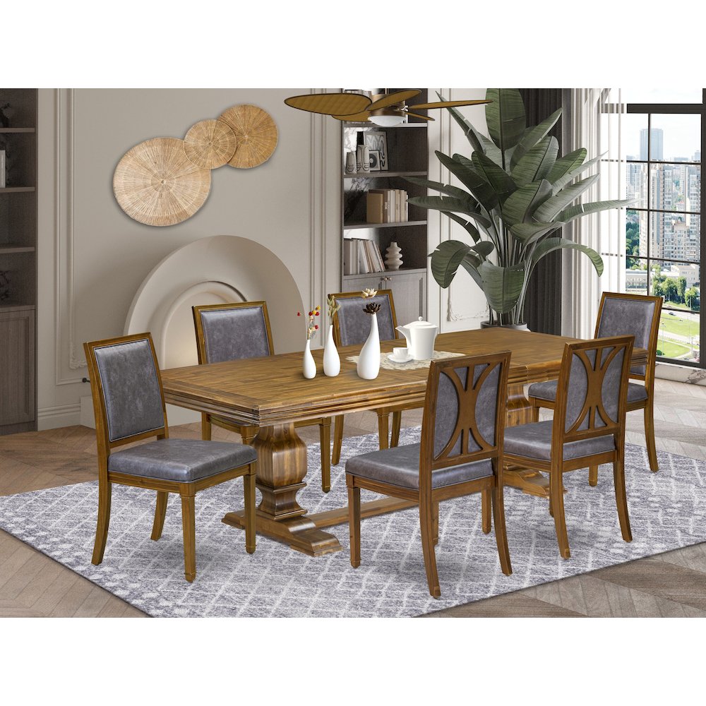 7 piece Modern Dining Table Set consists of a Dining Table and 6 Kitchen Chairs
