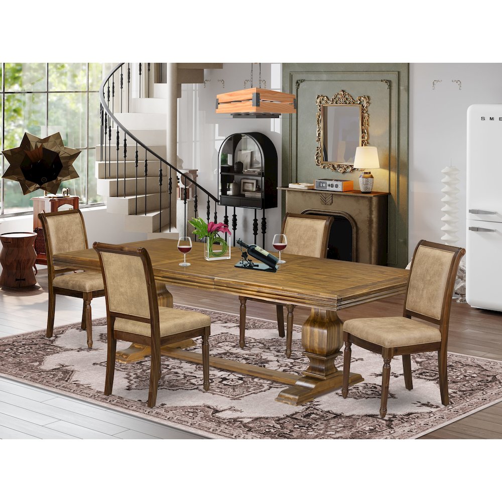 5 piece Dining Table Set a Kitchen Table and 4 Dark Grey Modern Dining Chairs