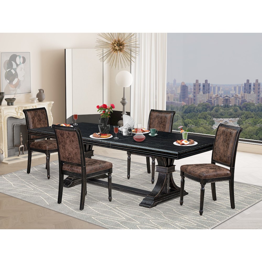 5 piece Kitchen Table Set includes a Modern Dining Table and 4 Dinner Chairs