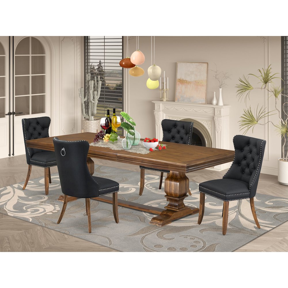 5 piece Dining Table Set a Kitchen Table and 4 Dark Grey Dining room Chairs