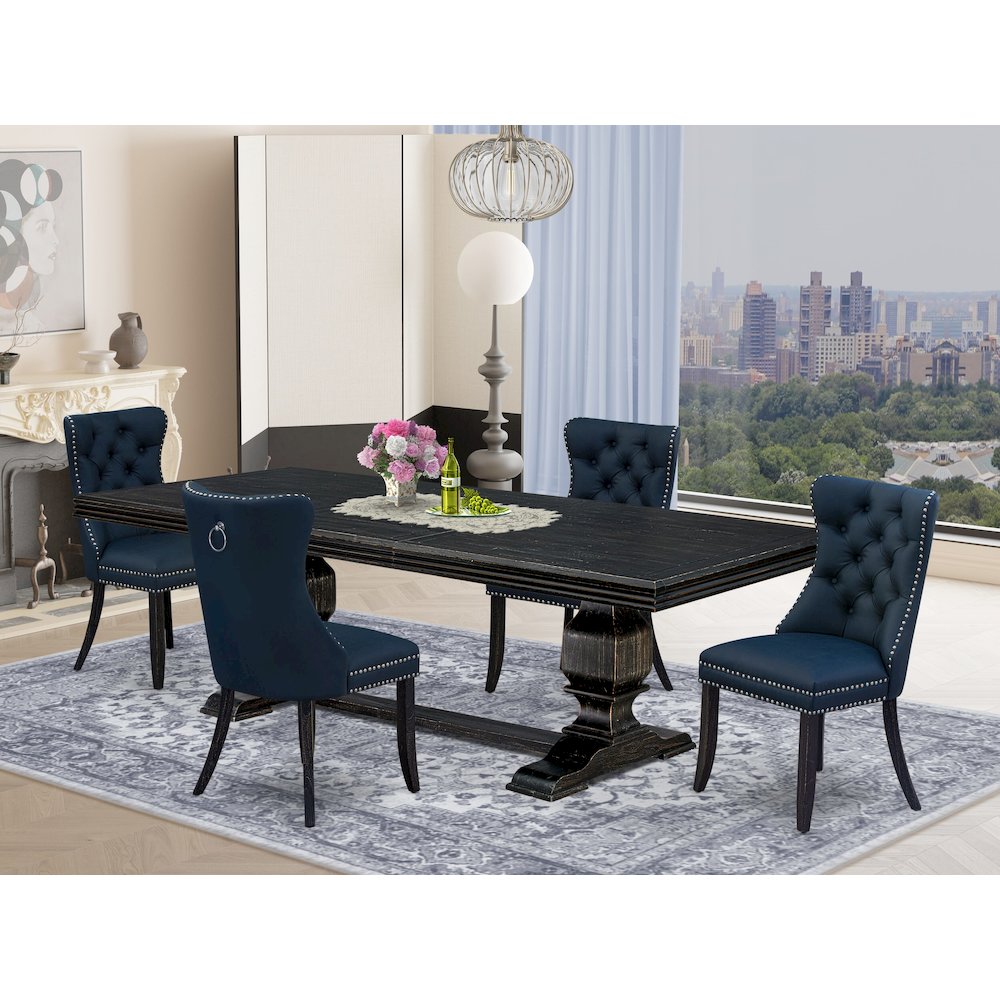 5 piece dining table set a dining table and 4 Faux Leather dining Chairs