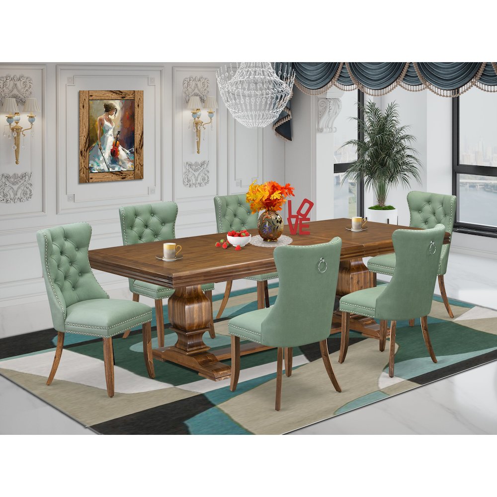 7 piece Kitchen Table Set includes a Dining Table and 6 PU Leather Dinner Chairs