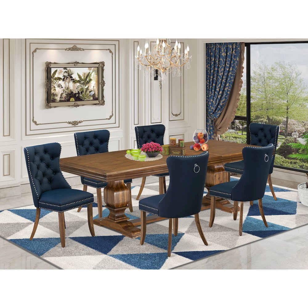 7 Pieces Dining Set Contains a Rectangle Kitchen Table and 6 Modern Chairs