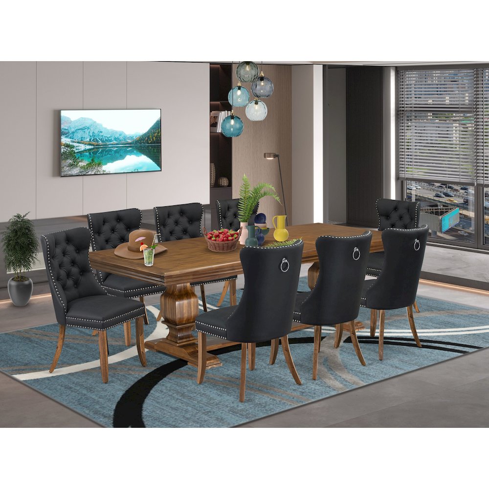 9 piece Dining Table Set a Modern Dining Table and 8 Dark Grey Kitchen Chairs