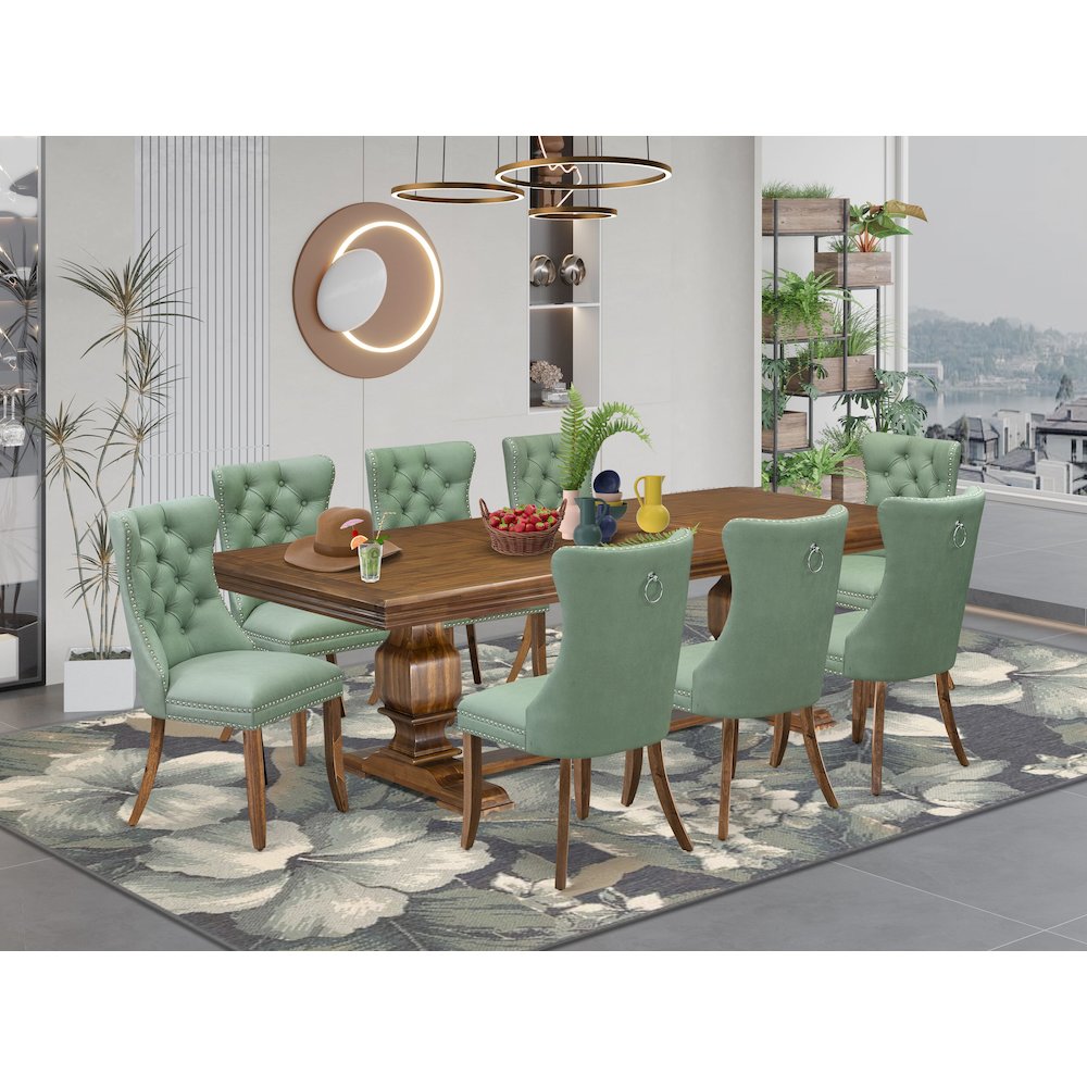 9 piece Mid Century Dining Table Set a Kitchen Table and 8 Dining Chairs