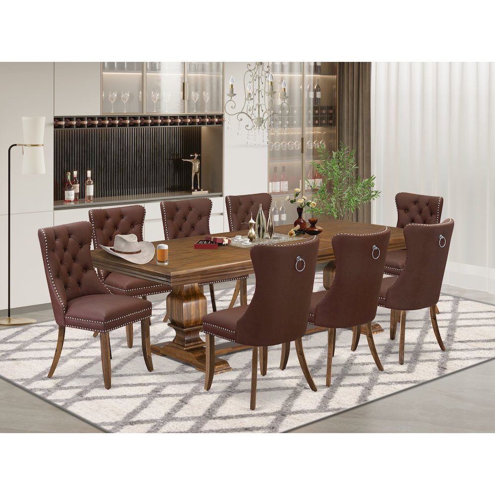 9 Pieces Dining Table Set a Rectangle Table and 8 Dining Chairs