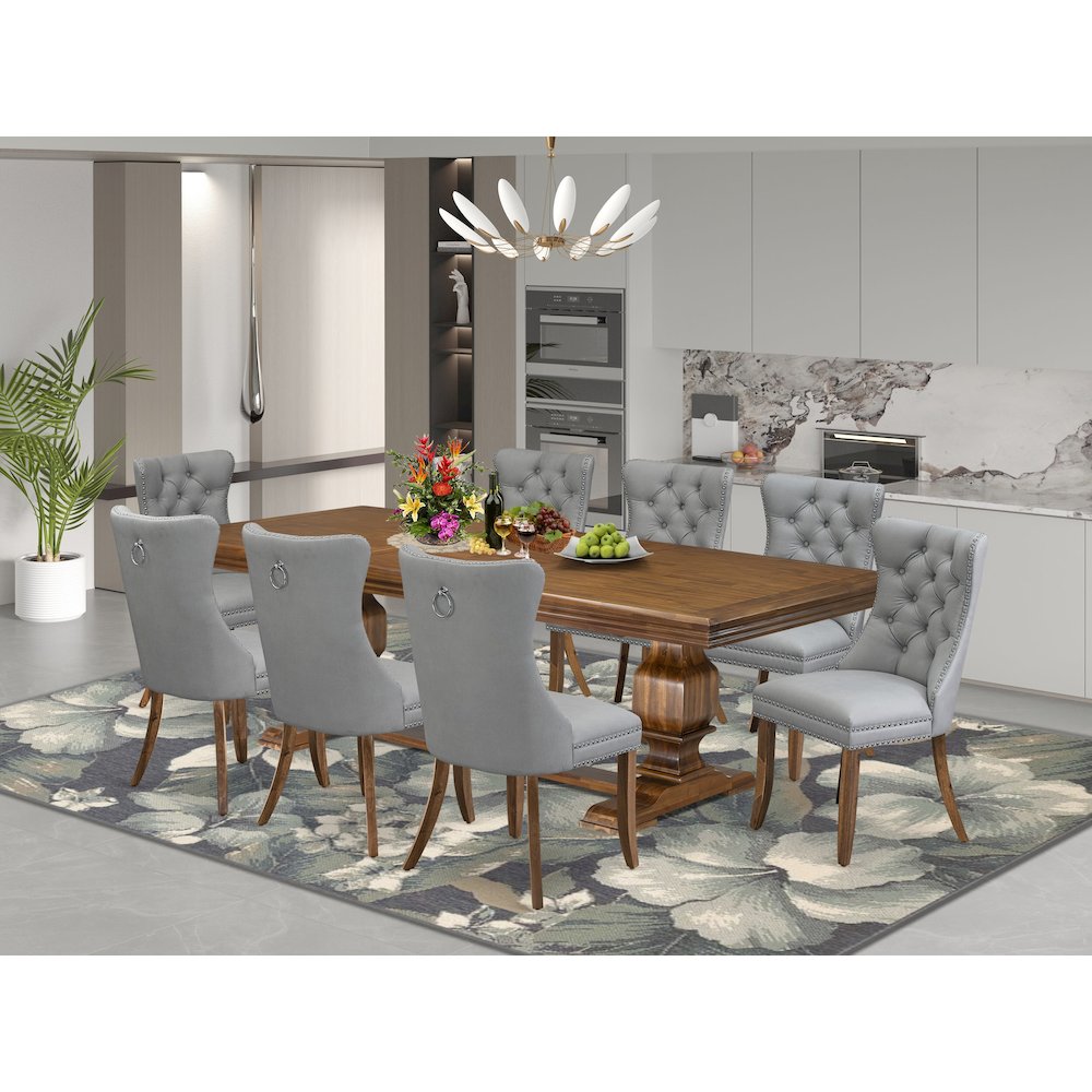 9 Pieces Dining Table Set a Rectangle Table and 8 Dining Chairs