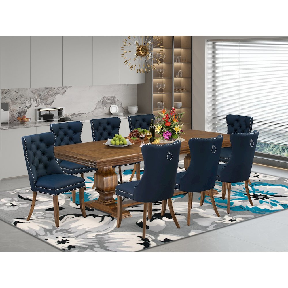 9 Pieces Dining Table Set a Rectangle Table and 8 Dining Chairs