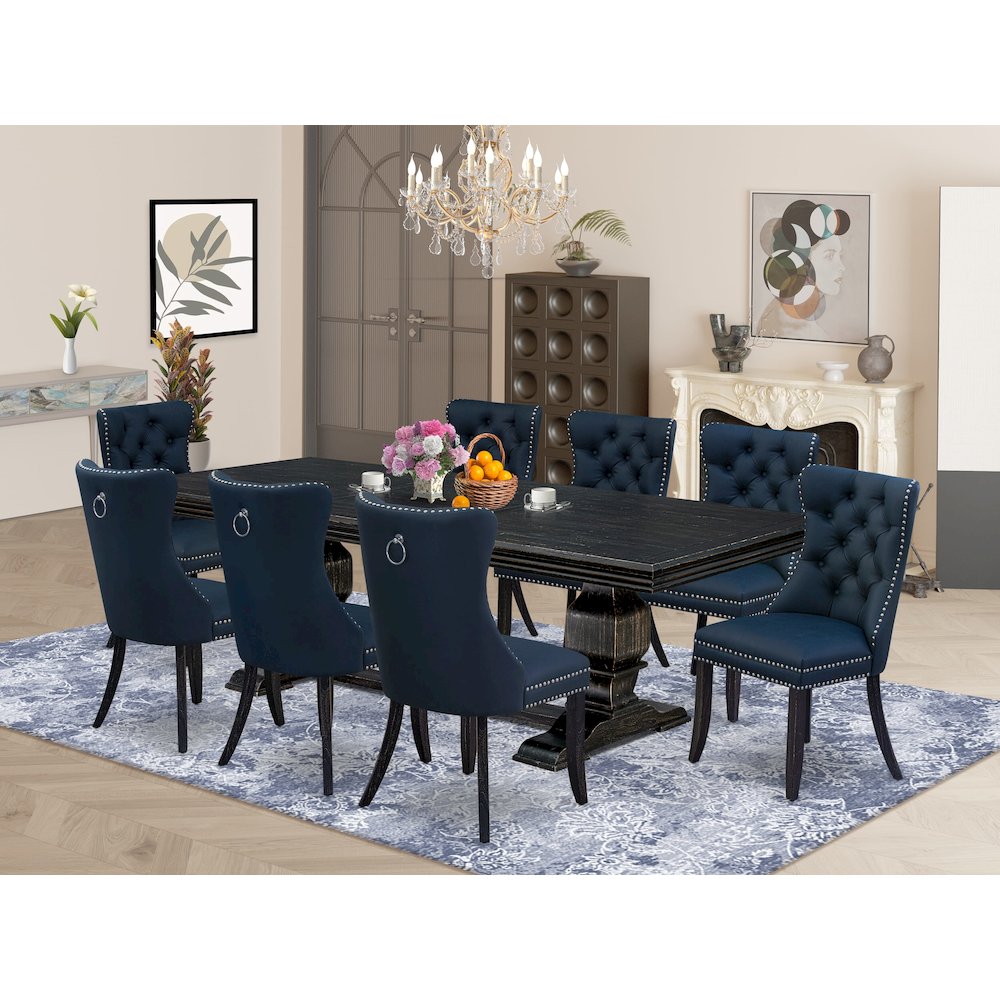 9 piece kitchen table set a dinner table and 8 Faux Leather dining Chairs
