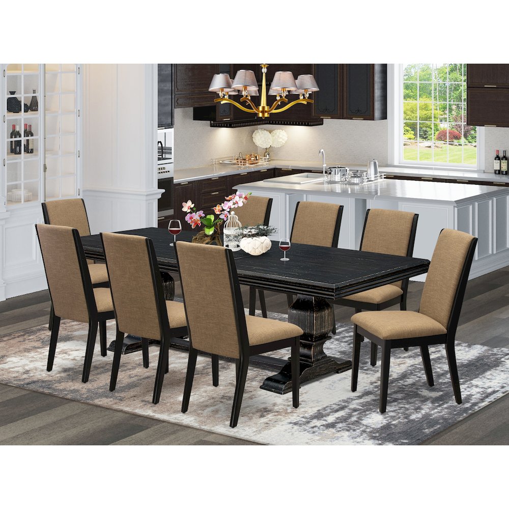 9 Pieces Dining set of a Rectangular Kitchen Table and 8 Dining Chairs