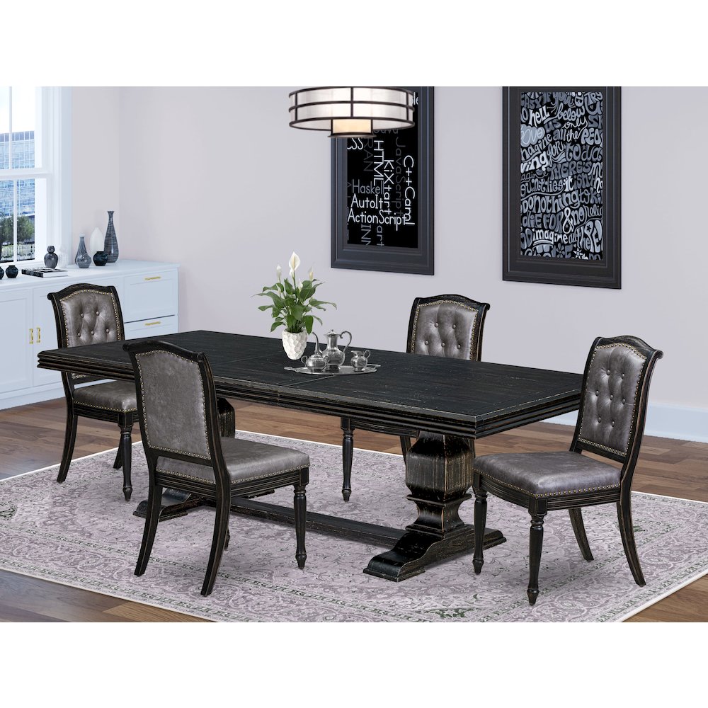 5 piece Dining Table Set consists of a Wooden Table and 4 Dinning Chairs