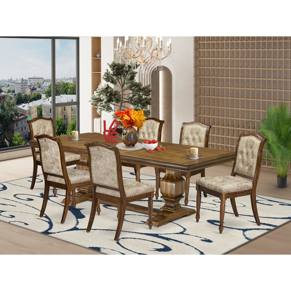 7 Pieces Kitchen table set a Rectangular Dining Table and 6 Dinner Chairs