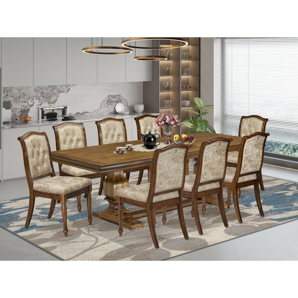 9 Pieces Dining Room set a Rectangular Kitchen Table and 8 Modern Dining Chairs