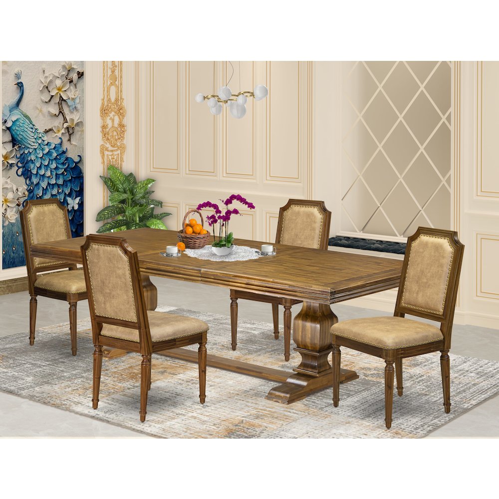 5 piece Dining Table Set of a Kitchen Table and 4 Dark Grey Dining room Chairs