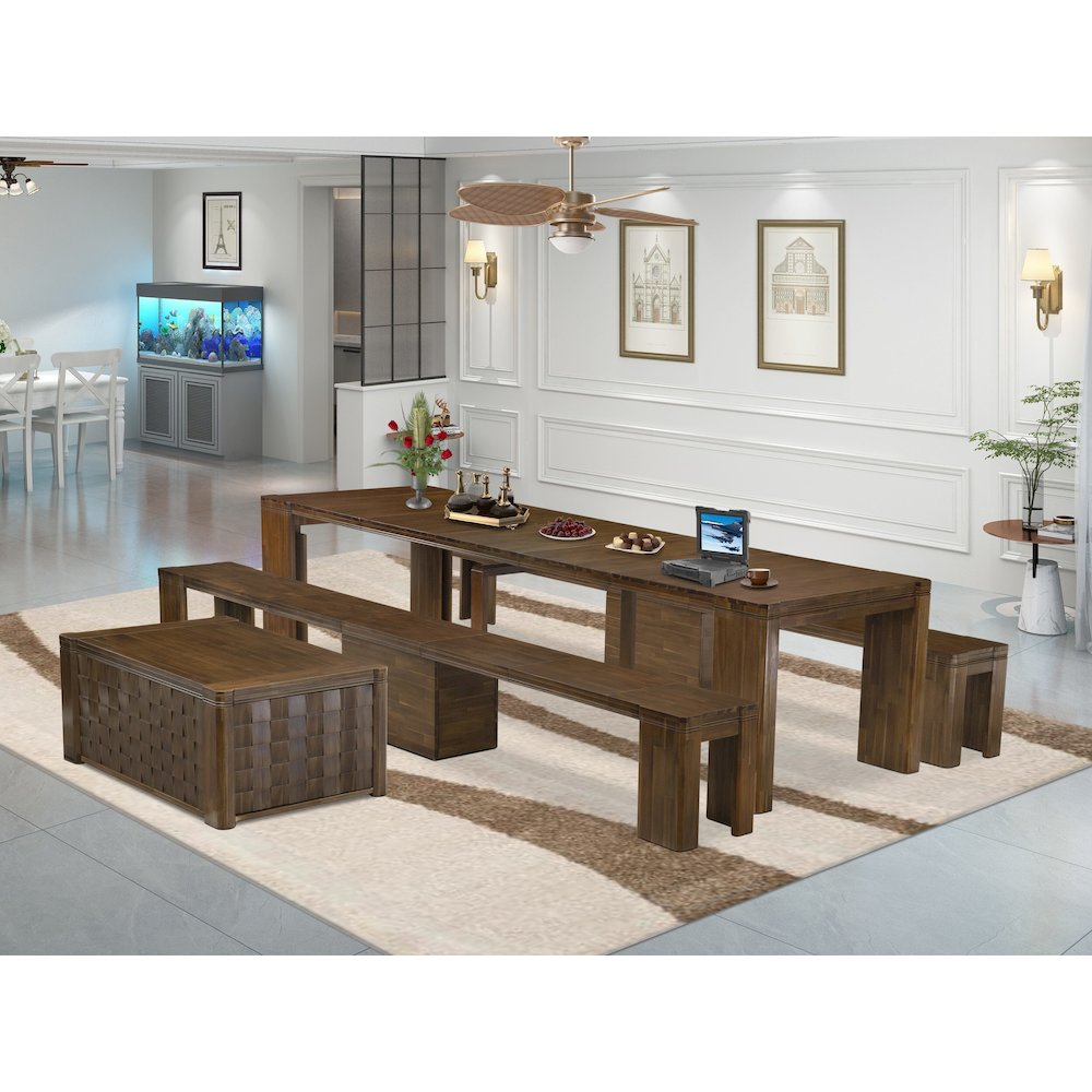 4 Pieces Extendable Dining Set Includes 1 Extendable Kitchen Table