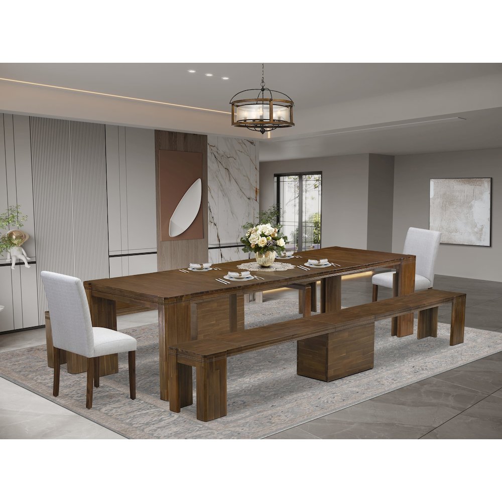 5 Pieces Extendable Dining Set Includes a Rectangle Kitchen Table
