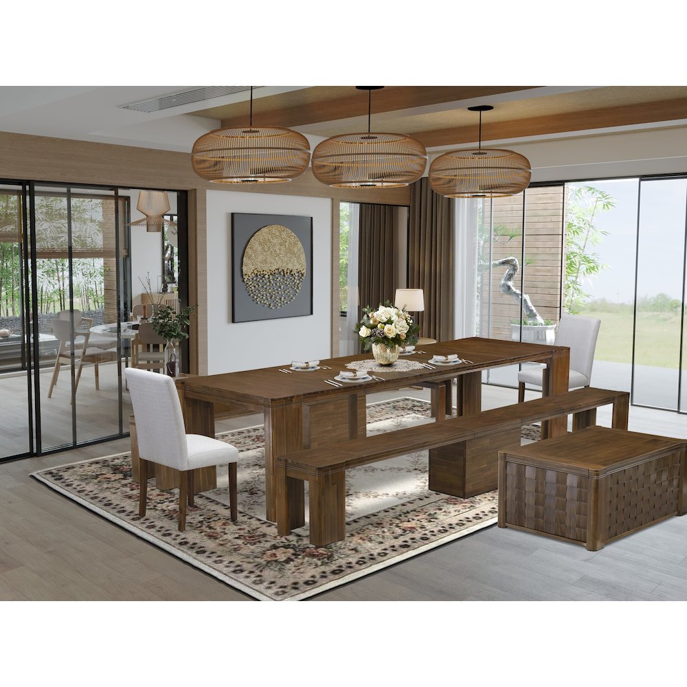 6 Pieces Extendable Dining Set Includes a Rectangle Kitchen Table
