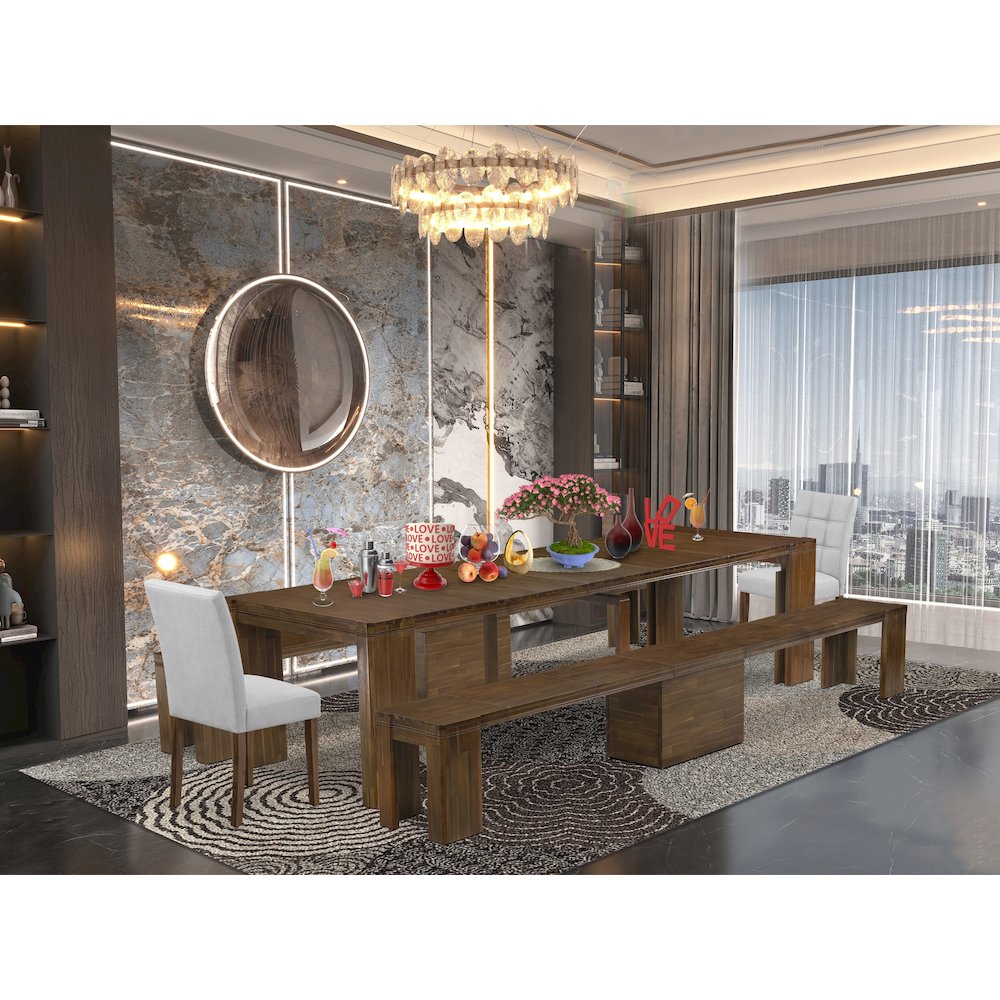 5 Pieces Extendable Dining Set Includes a Rectangle Kitchen Table