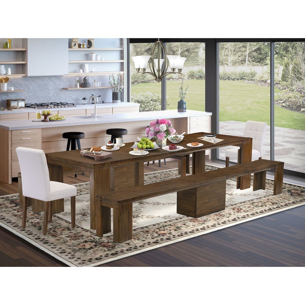 5 Pieces Extendable Dining Set Includes a Rectangle Kitchen Table