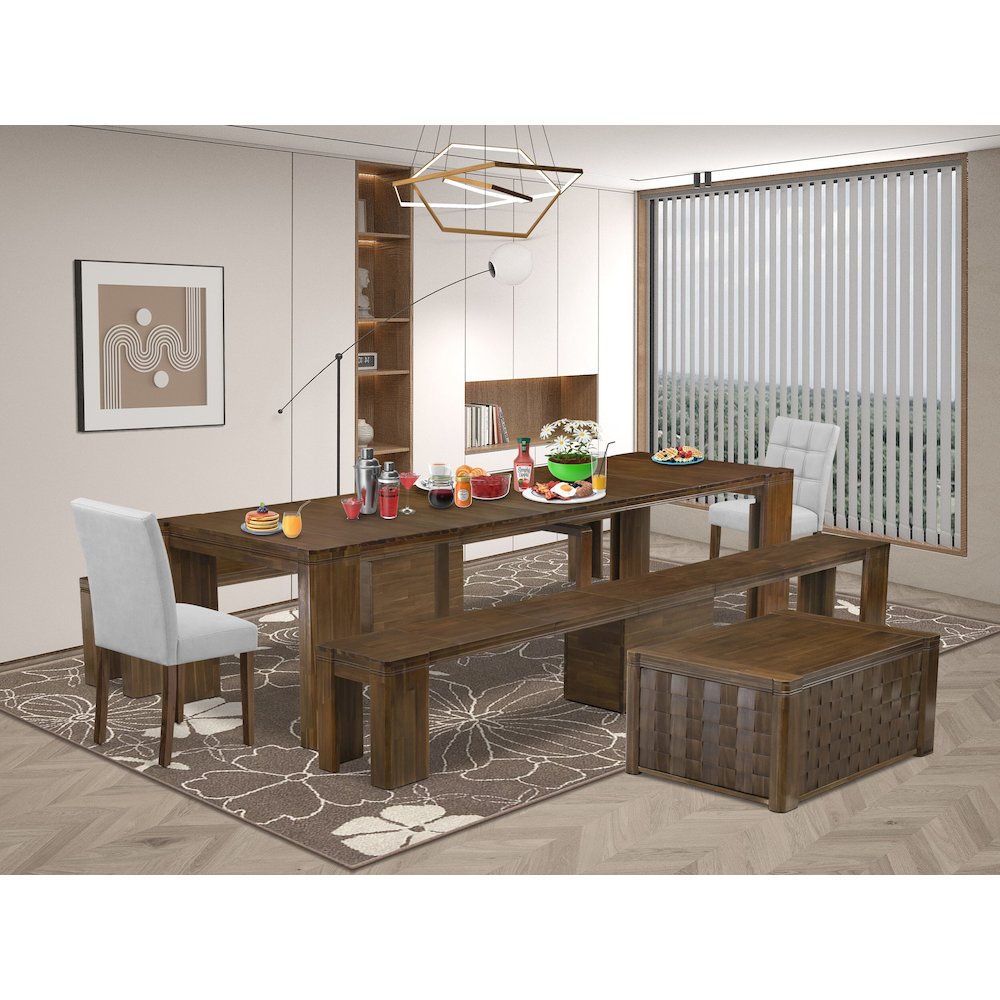 6 Pieces Extendable Dining Set Includes a Rectangle Kitchen Table