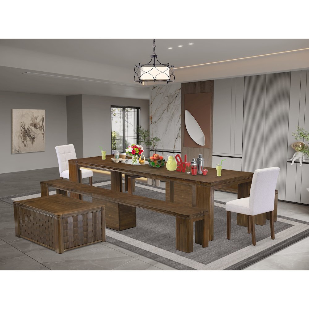 6 Pieces Extendable Dining Set Includes a Rectangle Kitchen Table