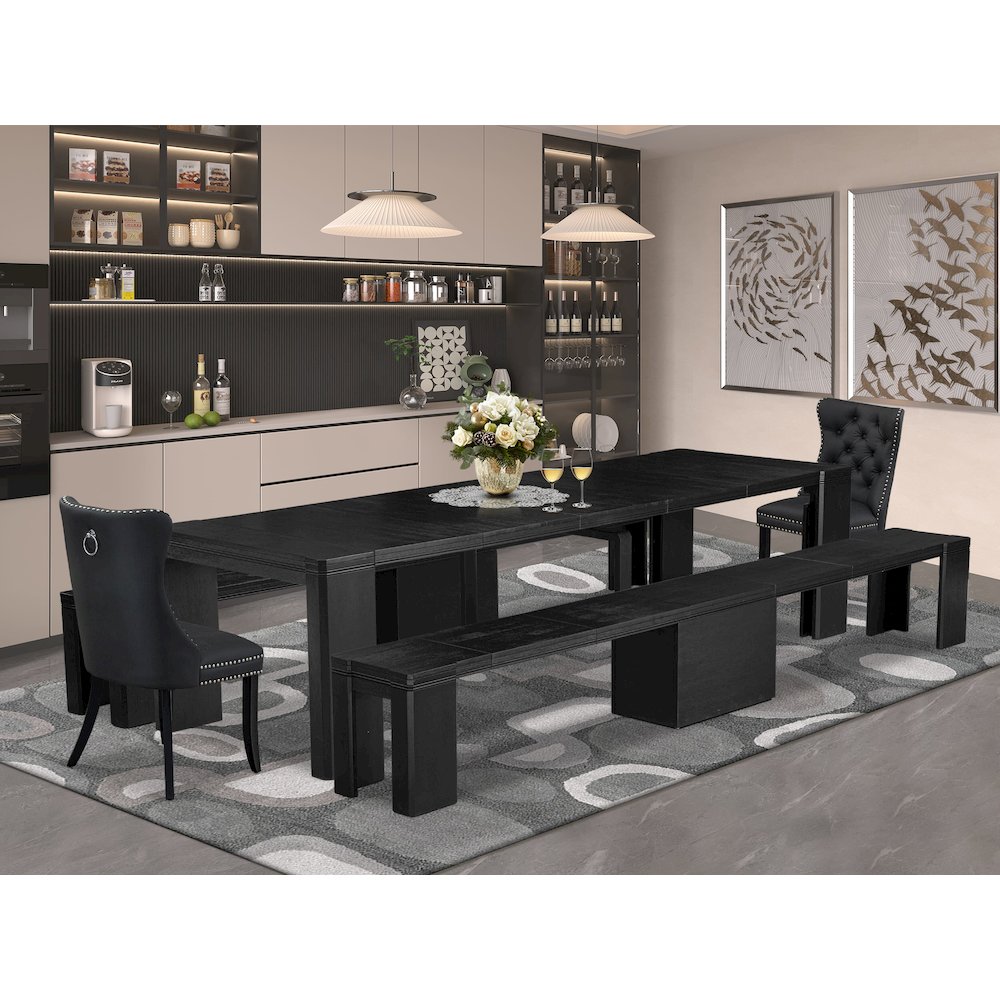 5-piece Dining Room Table Set a Rectangular Dining Table and a wooden Bench