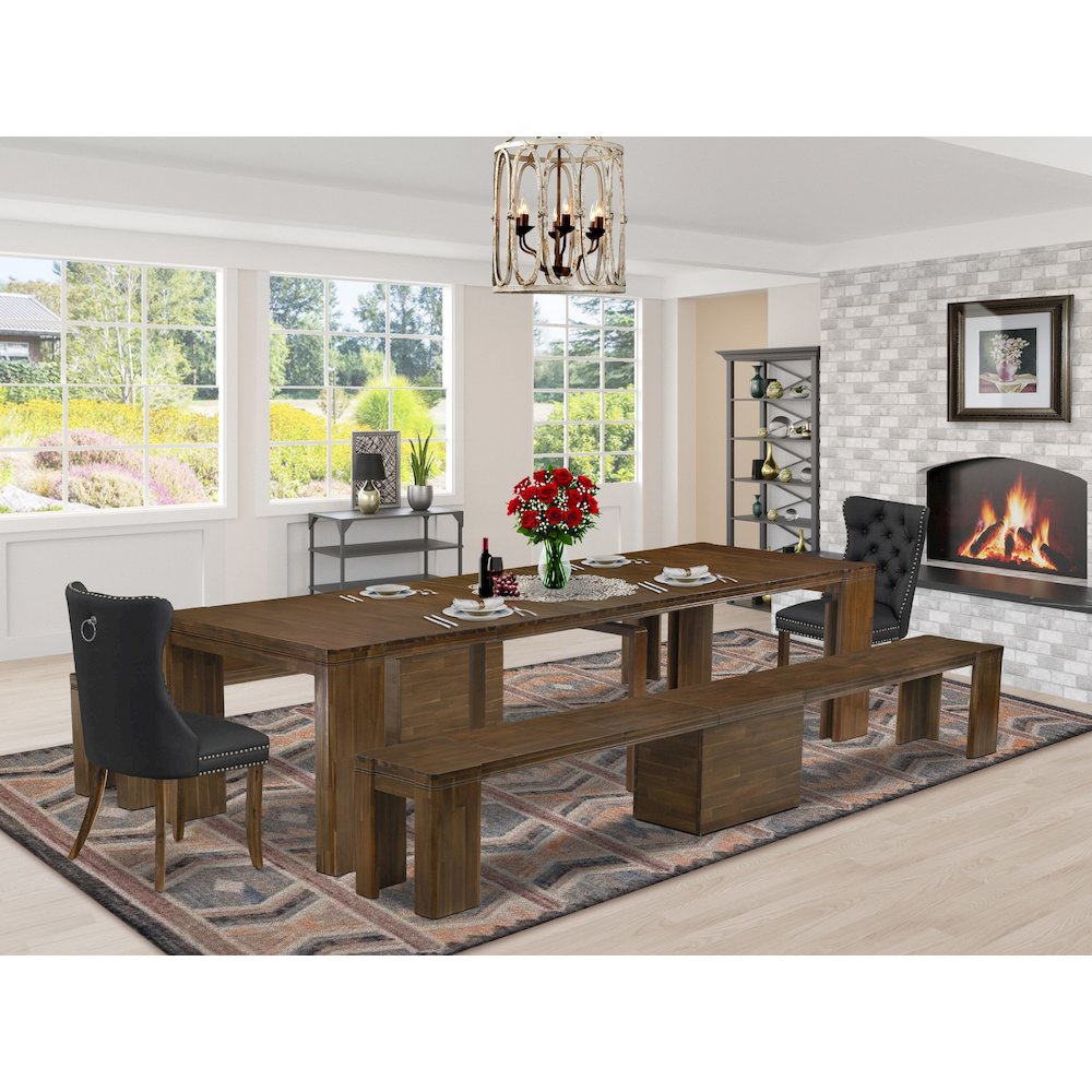 5 Pieces Extendable Dining Set Includes a Rectangle Kitchen Table