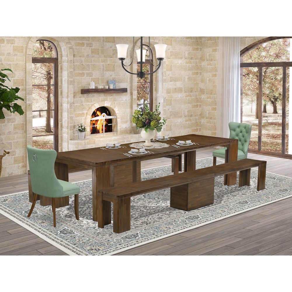 5 Pieces Extendable Dining Set Includes a Rectangle Kitchen Table