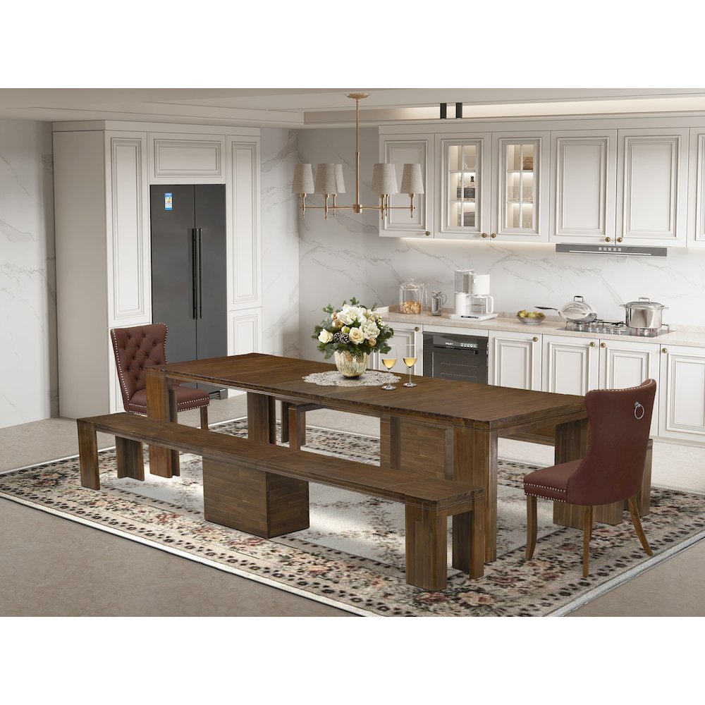 5 Pieces Extendable Dining Set Includes a Rectangle Kitchen Table