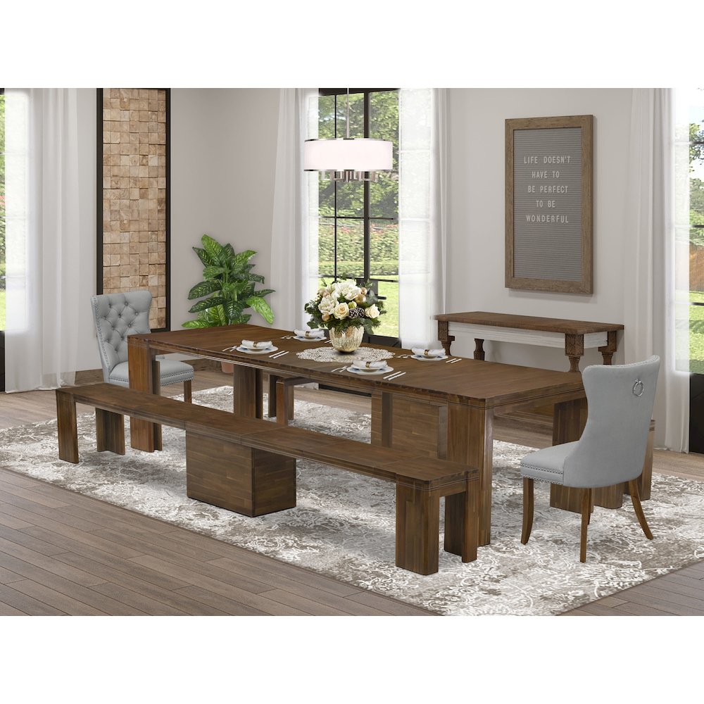 5 Pieces Extendable Dining Set Includes a Rectangle Kitchen Table
