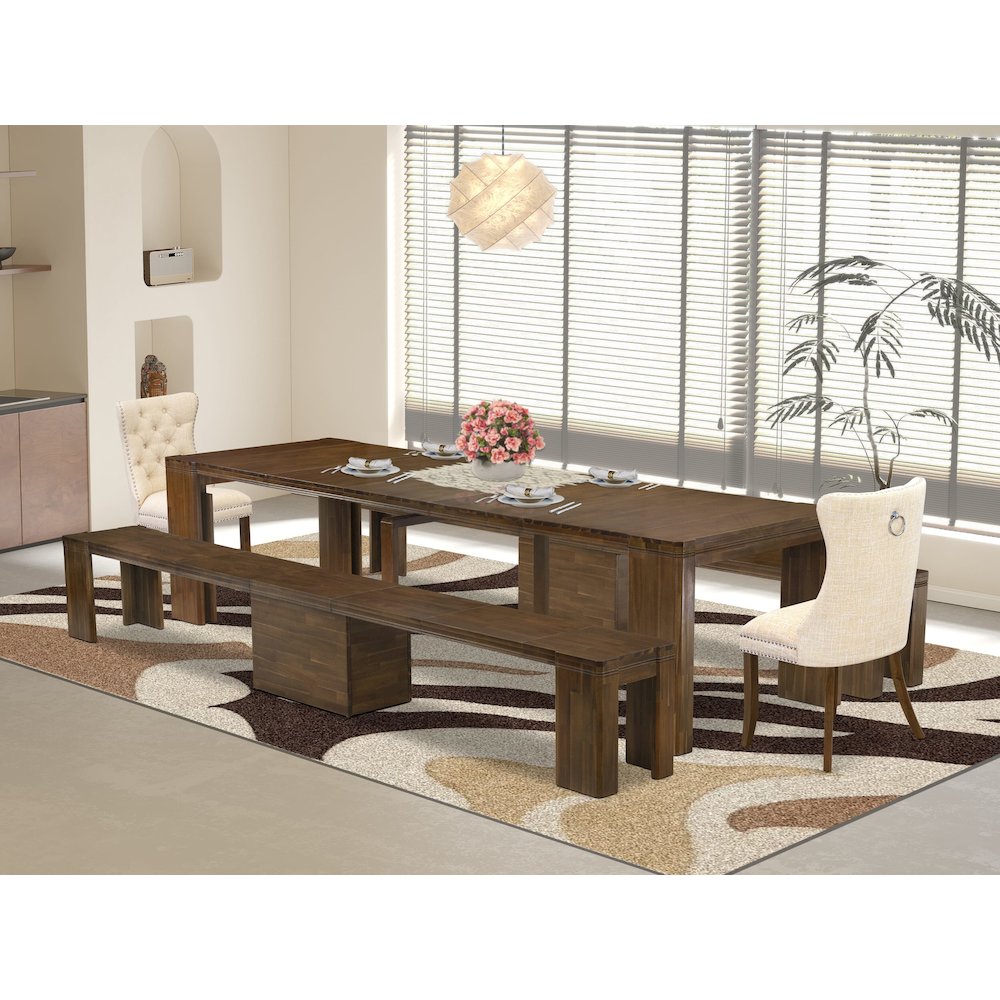 5 Pieces Extendable Dining Set Includes a Rectangle Kitchen Table